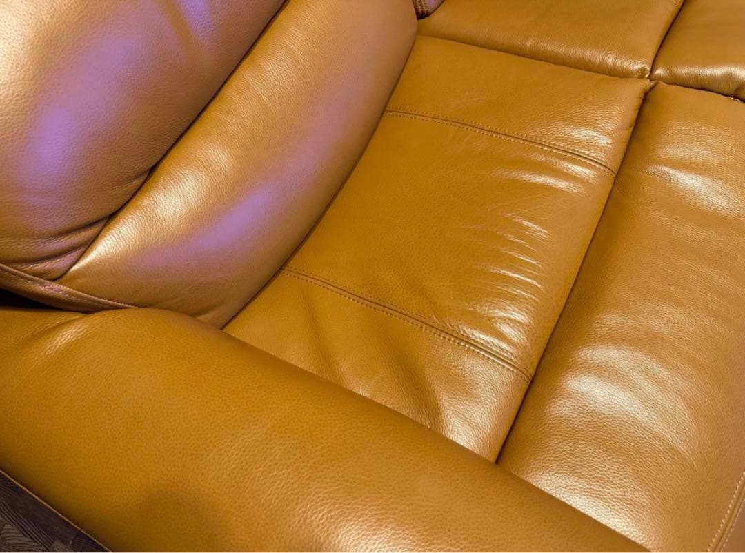 ニトリ　2人用電動リクライニングソファ　厚革　キャメル