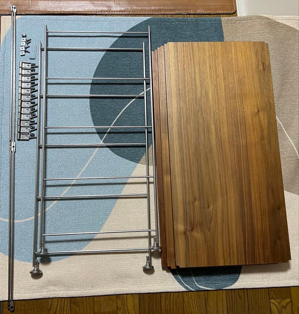 無印良品ステンレスユニットシェルフ ウォールナット材棚セット　ワイド小