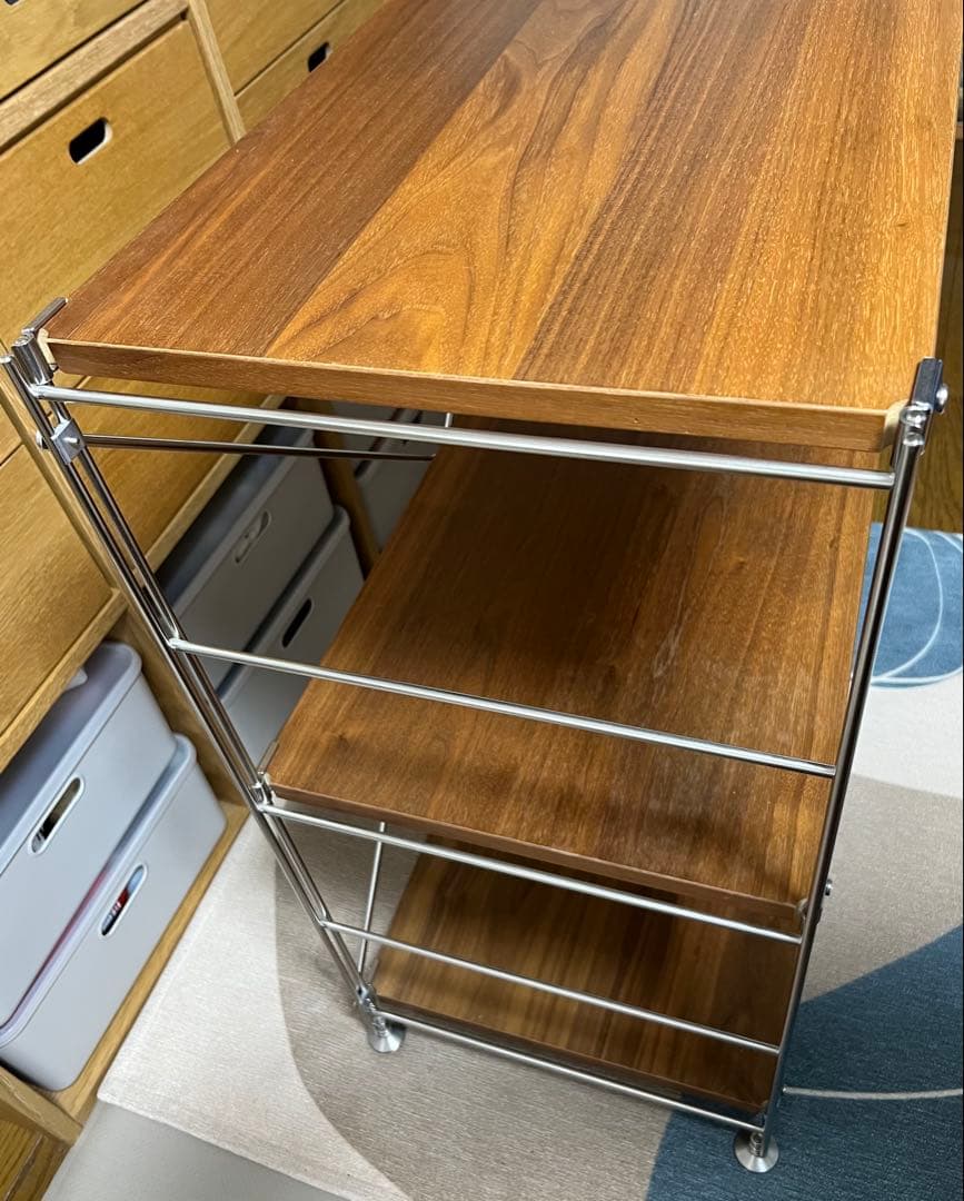 無印良品ステンレスユニットシェルフ ウォールナット材棚セット　ワイド小