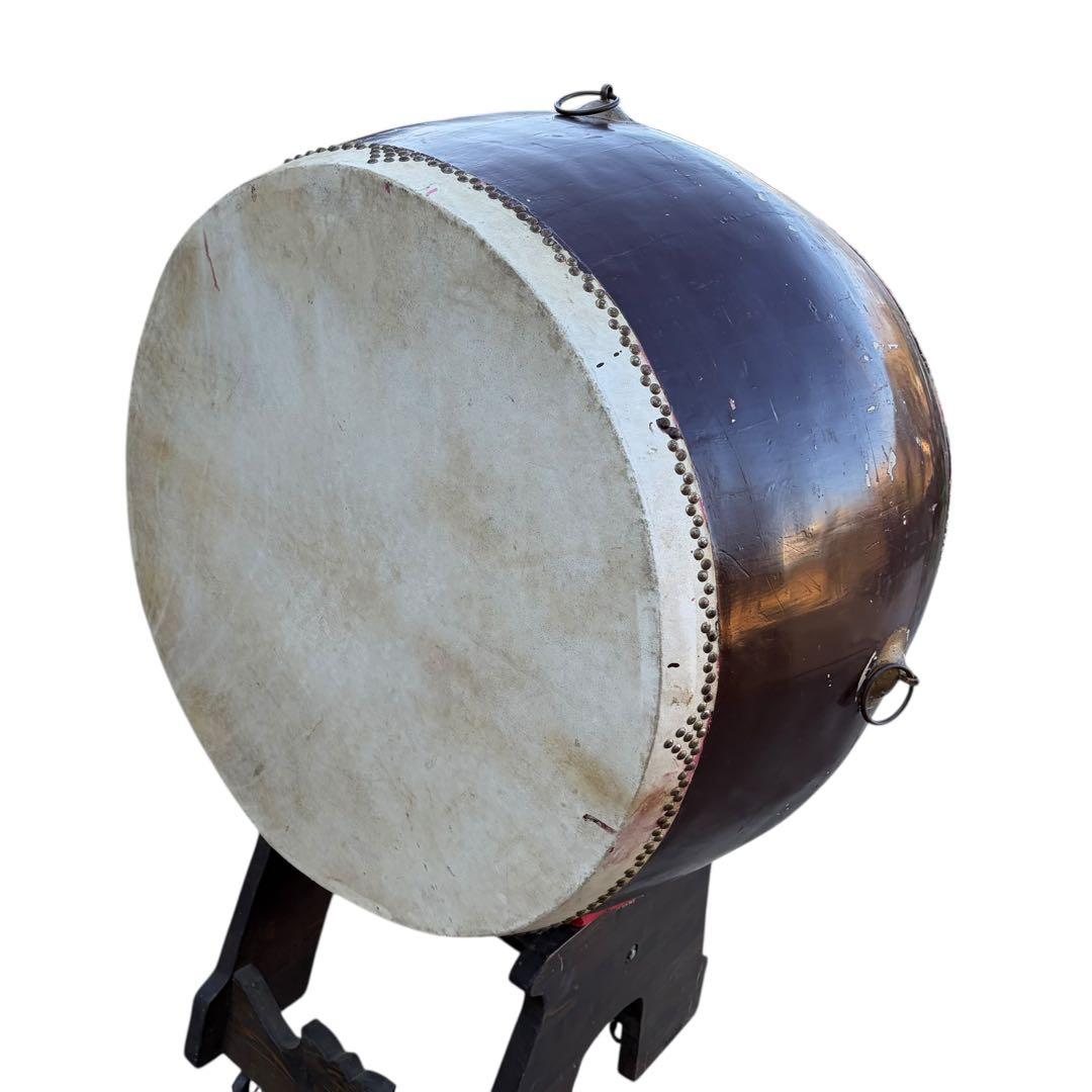 超希少 超特大 和太鼓 長胴太鼓 打面二尺八寸 85cm 演奏台付