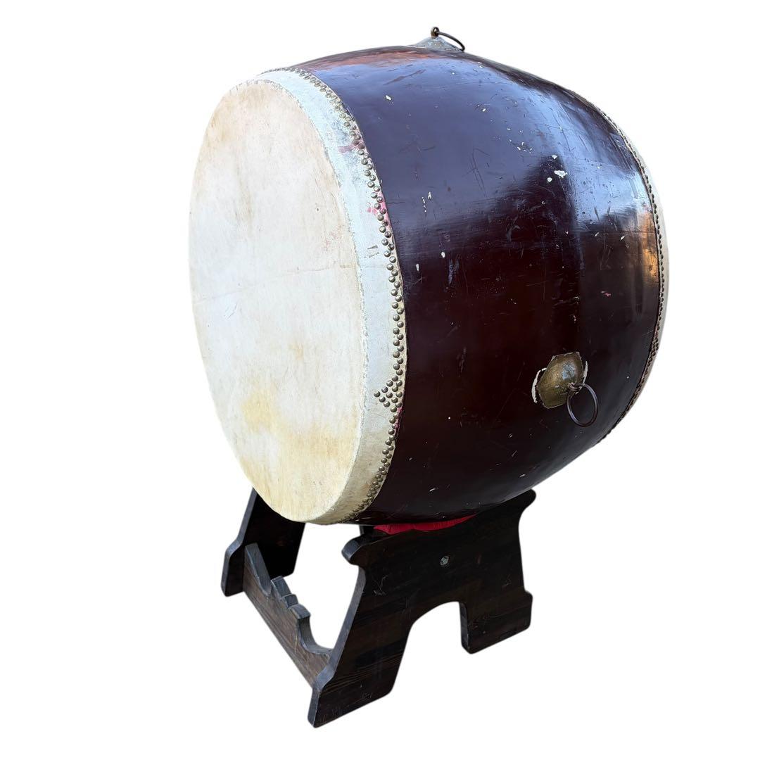 超希少 超特大 和太鼓 長胴太鼓 打面二尺八寸 85cm 演奏台付