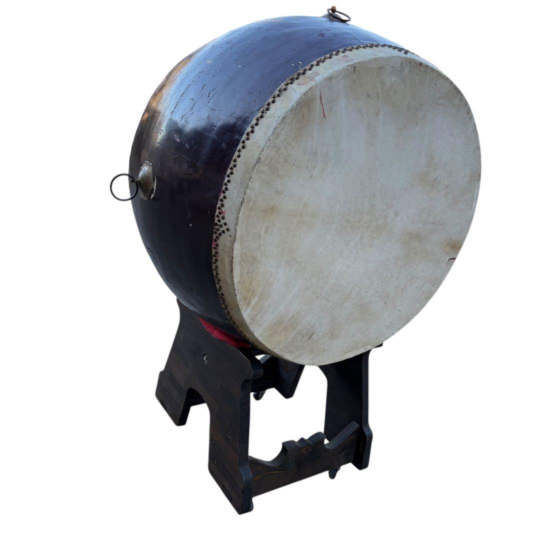 超希少 超特大 和太鼓 長胴太鼓 打面二尺八寸 85cm 演奏台付