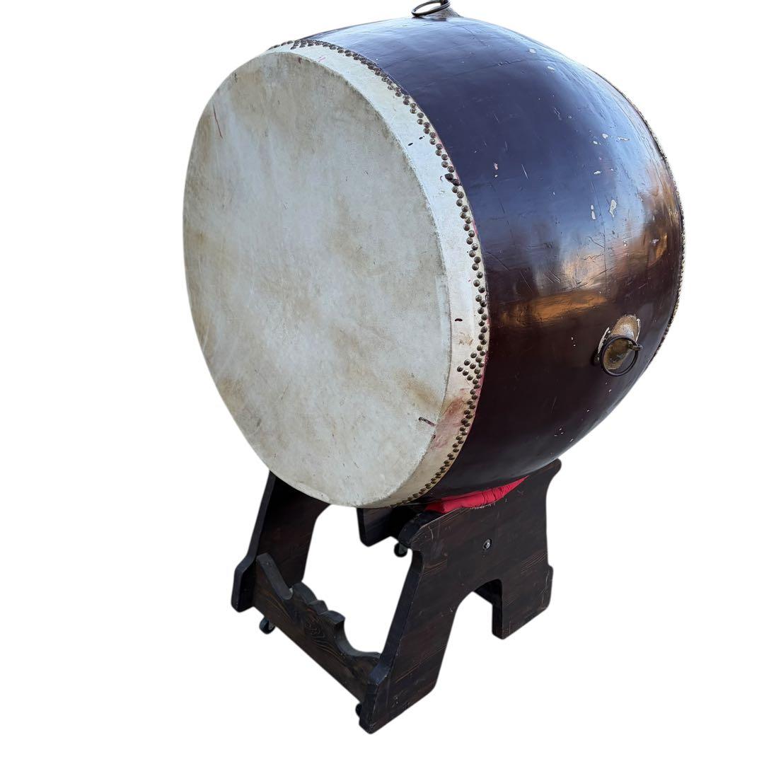 超希少 超特大 和太鼓 長胴太鼓 打面二尺八寸 85cm 演奏台付