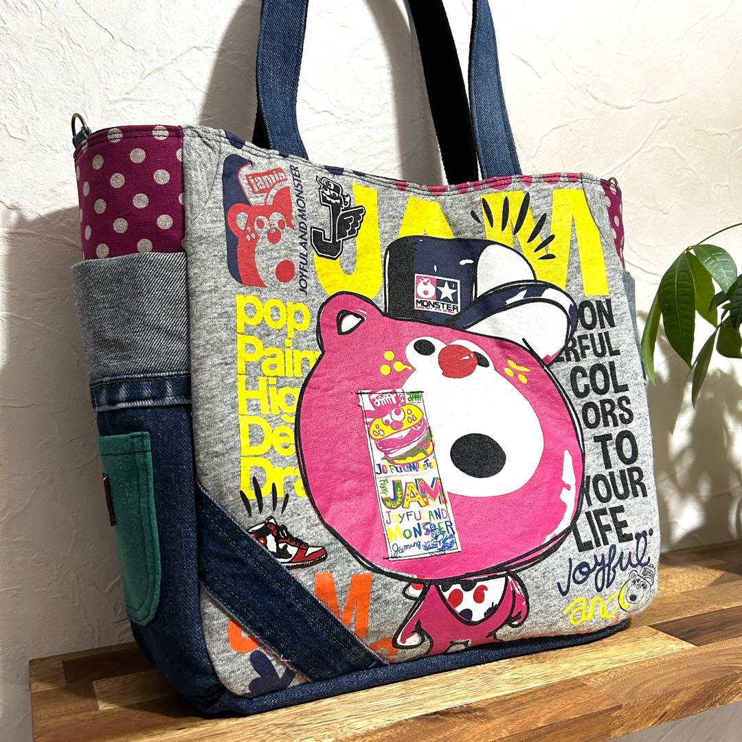 962.短期出品★デニムリメイク　トートバッグ　サイドポケット