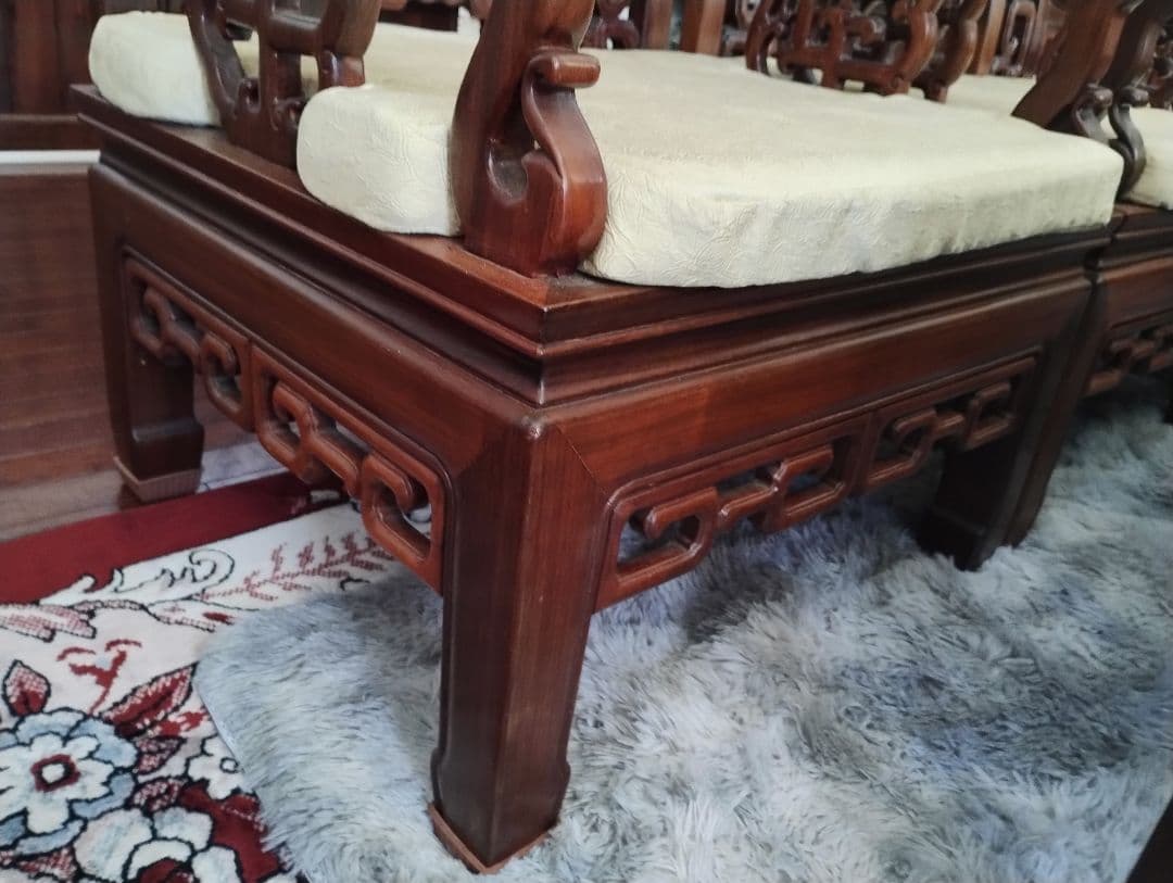 アジアンスタイル螺鈿の木製家具セット