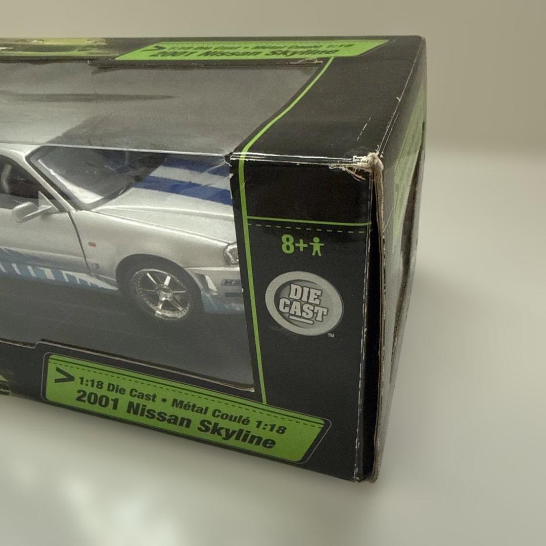 ミニカー 1/18 2001 ニッサン スカイライン(シルバー×ブルー)