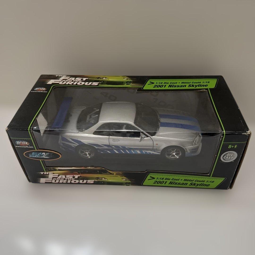 ミニカー 1/18 2001 ニッサン スカイライン(シルバー×ブルー)