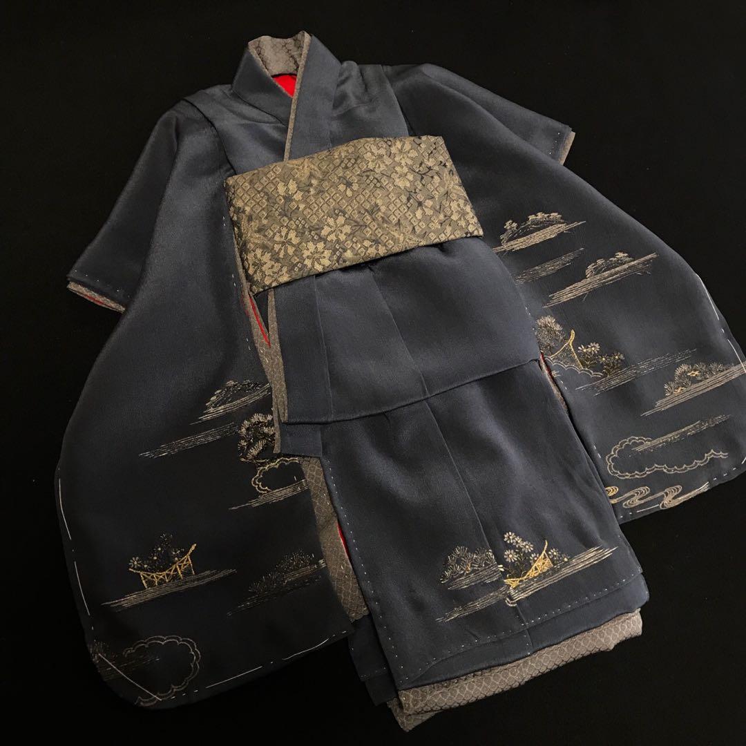 ＊ 市松人形 12号 アンティーク 着物 帯 ＊ 明治
