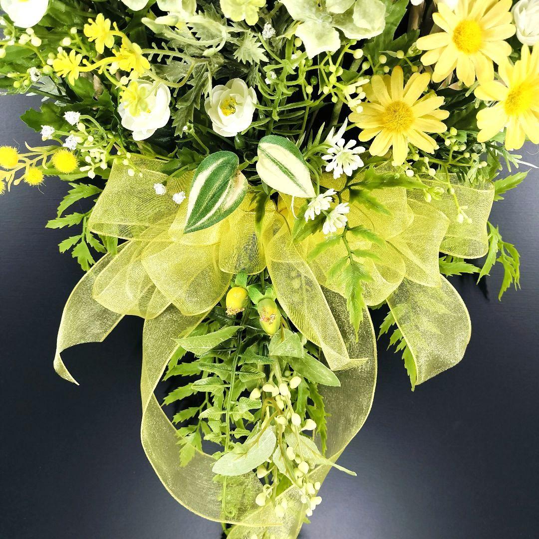商品名【黄昏】ゆきこ❤️ローズ&ガーベラ&ミモザの花束風スワッグリース