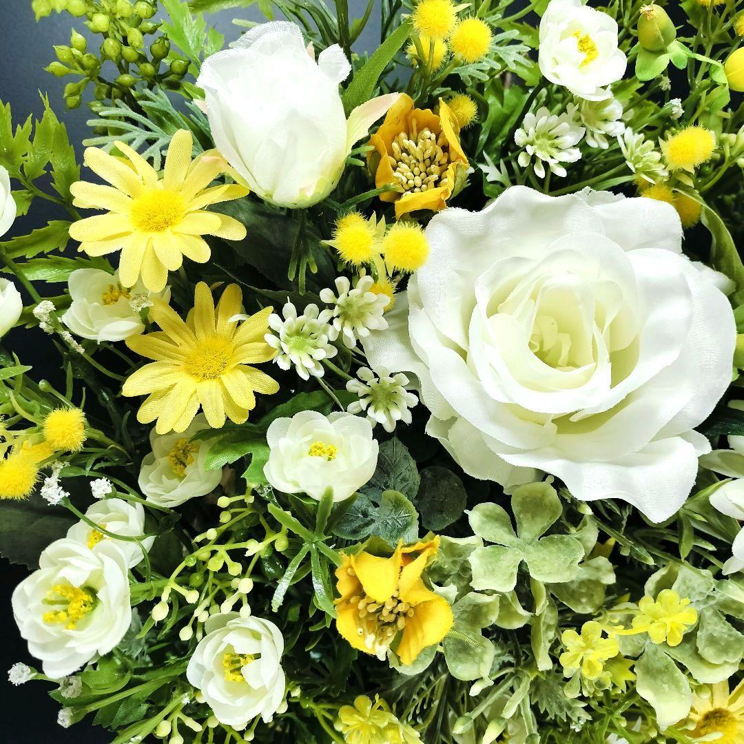 商品名【黄昏】ゆきこ❤️ローズ&ガーベラ&ミモザの花束風スワッグリース