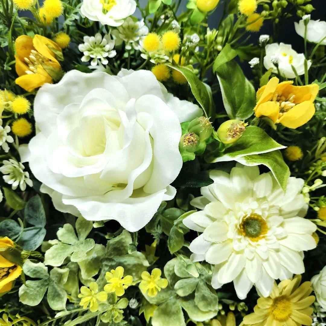 商品名【黄昏】ゆきこ❤️ローズ&ガーベラ&ミモザの花束風スワッグリース