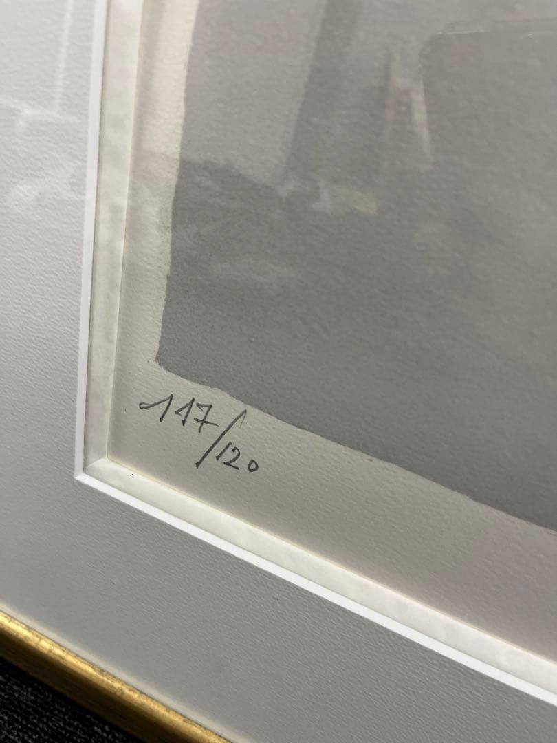 リトグラフ　ブラジリエ　バラに想いをよせる婦人　117/120 直筆サイン