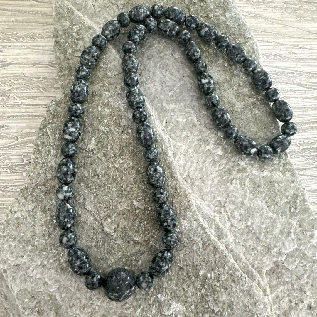 【再販不可・完全一点】14mm陰陽親玉 遠野霊石×黒遠野霊石 特別仕様ネックレス
