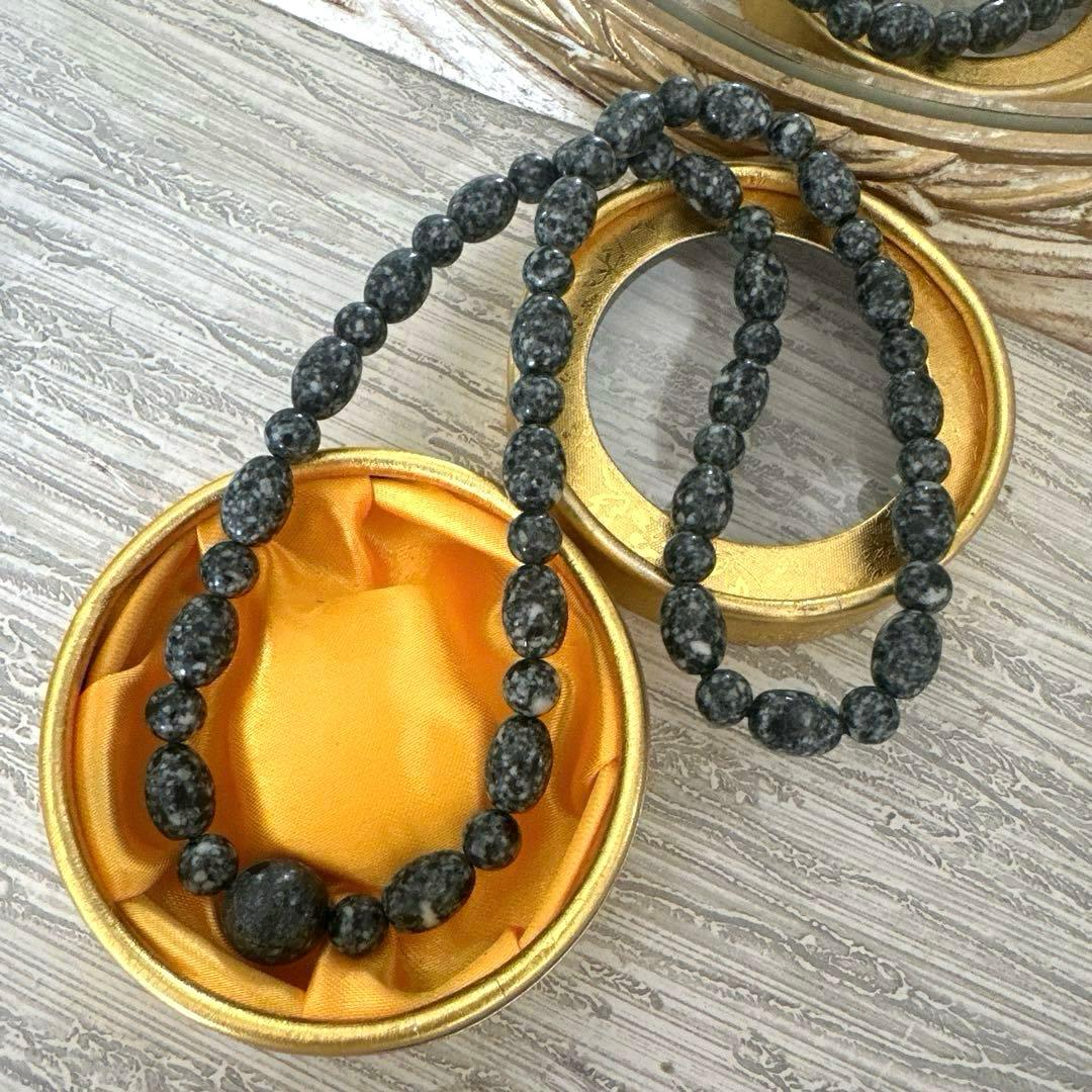 【再販不可・完全一点】14mm陰陽親玉 遠野霊石×黒遠野霊石 特別仕様ネックレス