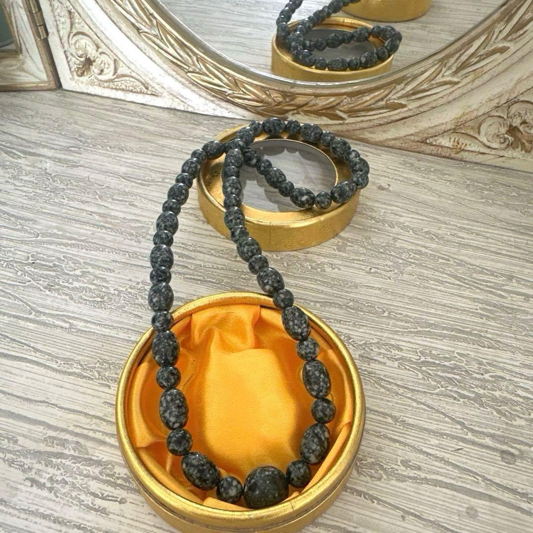 【再販不可・完全一点】14mm陰陽親玉 遠野霊石×黒遠野霊石 特別仕様ネックレス