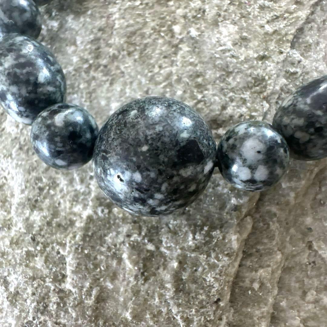 【再販不可・完全一点】14mm陰陽親玉 遠野霊石×黒遠野霊石 特別仕様ネックレス