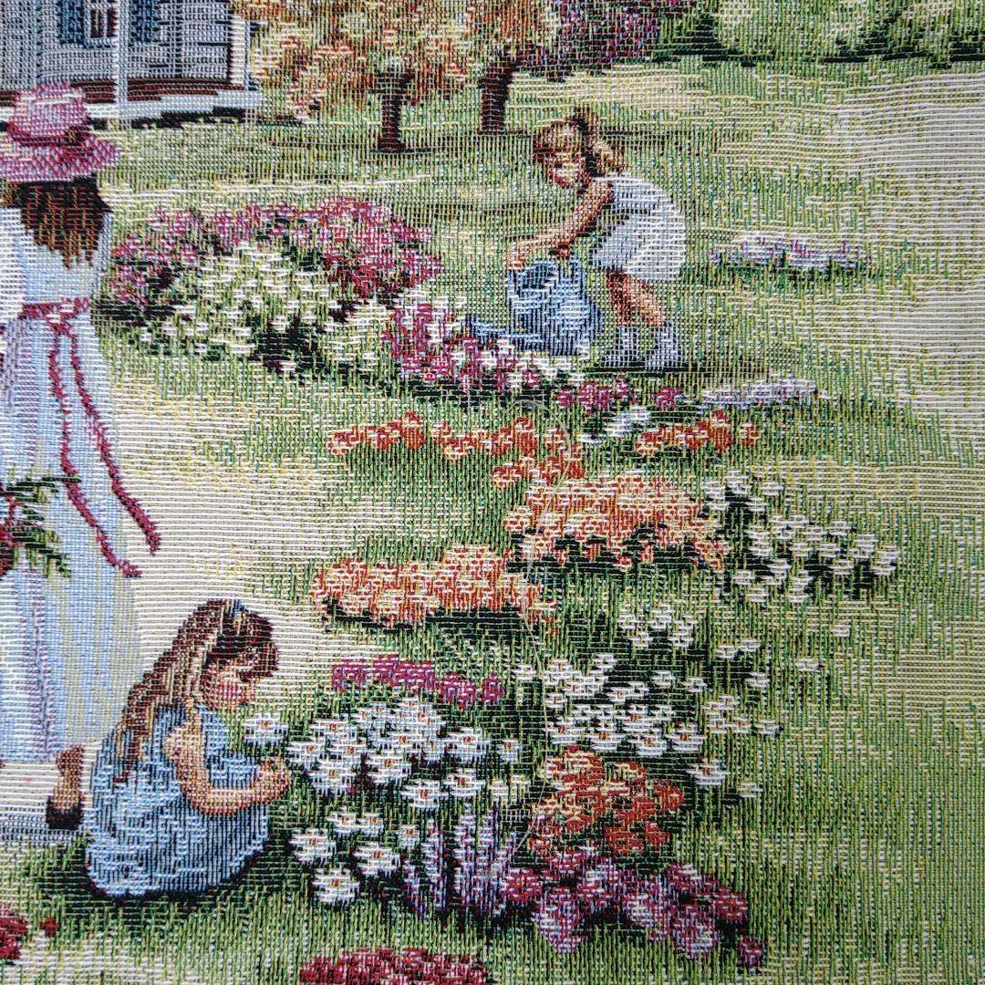 HANDMADEゴブランパネル生地グリーンゲイブルズ&スェード調大型トートバッグ