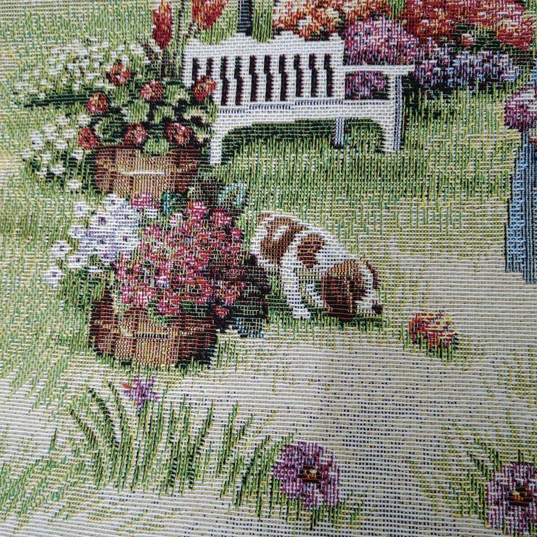 HANDMADEゴブランパネル生地グリーンゲイブルズ&スェード調大型トートバッグ