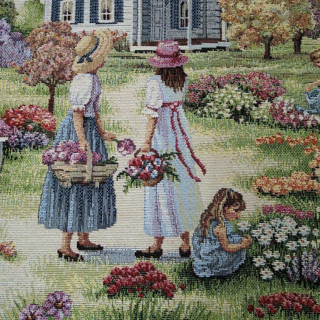 HANDMADEゴブランパネル生地グリーンゲイブルズ&スェード調大型トートバッグ