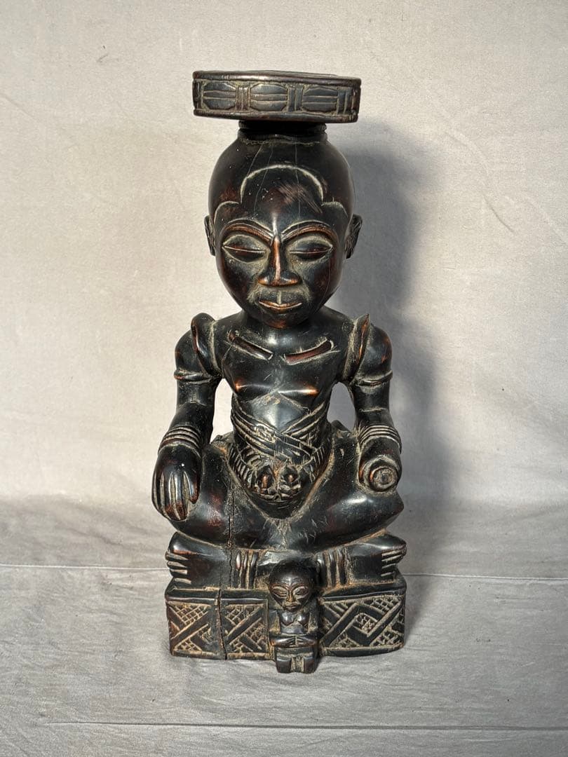 アフリカンスタイル 木製彫刻 約35cm