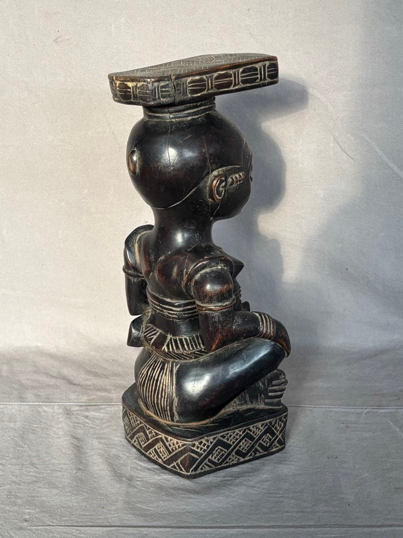 アフリカンスタイル 木製彫刻 約35cm