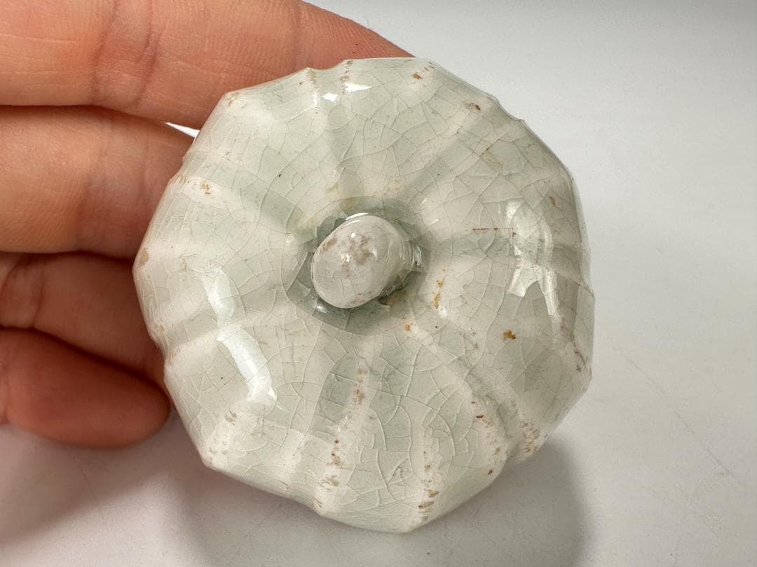 中国美術　宋時代　青白磁　影青　瓜形香合　蓋物　茶道具　時代　唐物　古物　古玩