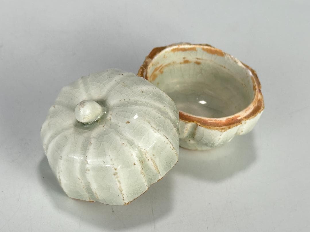 中国美術　宋時代　青白磁　影青　瓜形香合　蓋物　茶道具　時代　唐物　古物　古玩