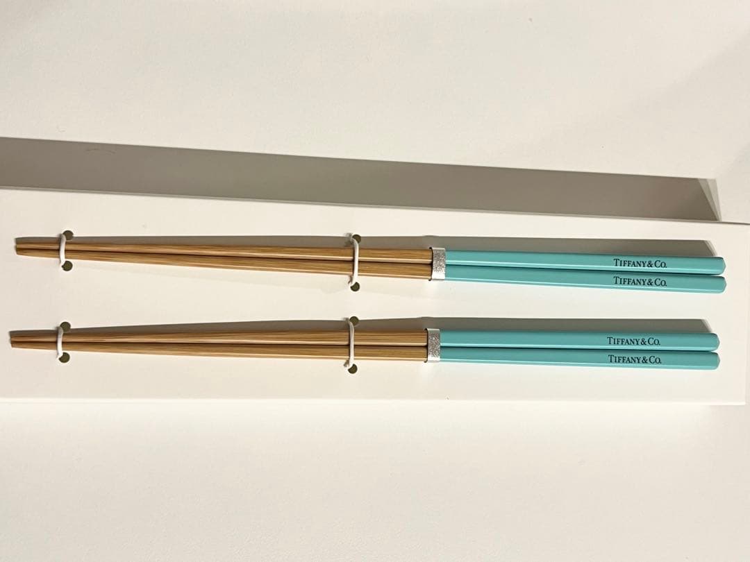 Tiffany & Co. 水色 木製箸 ギフトボックス、フォトフレーム付き