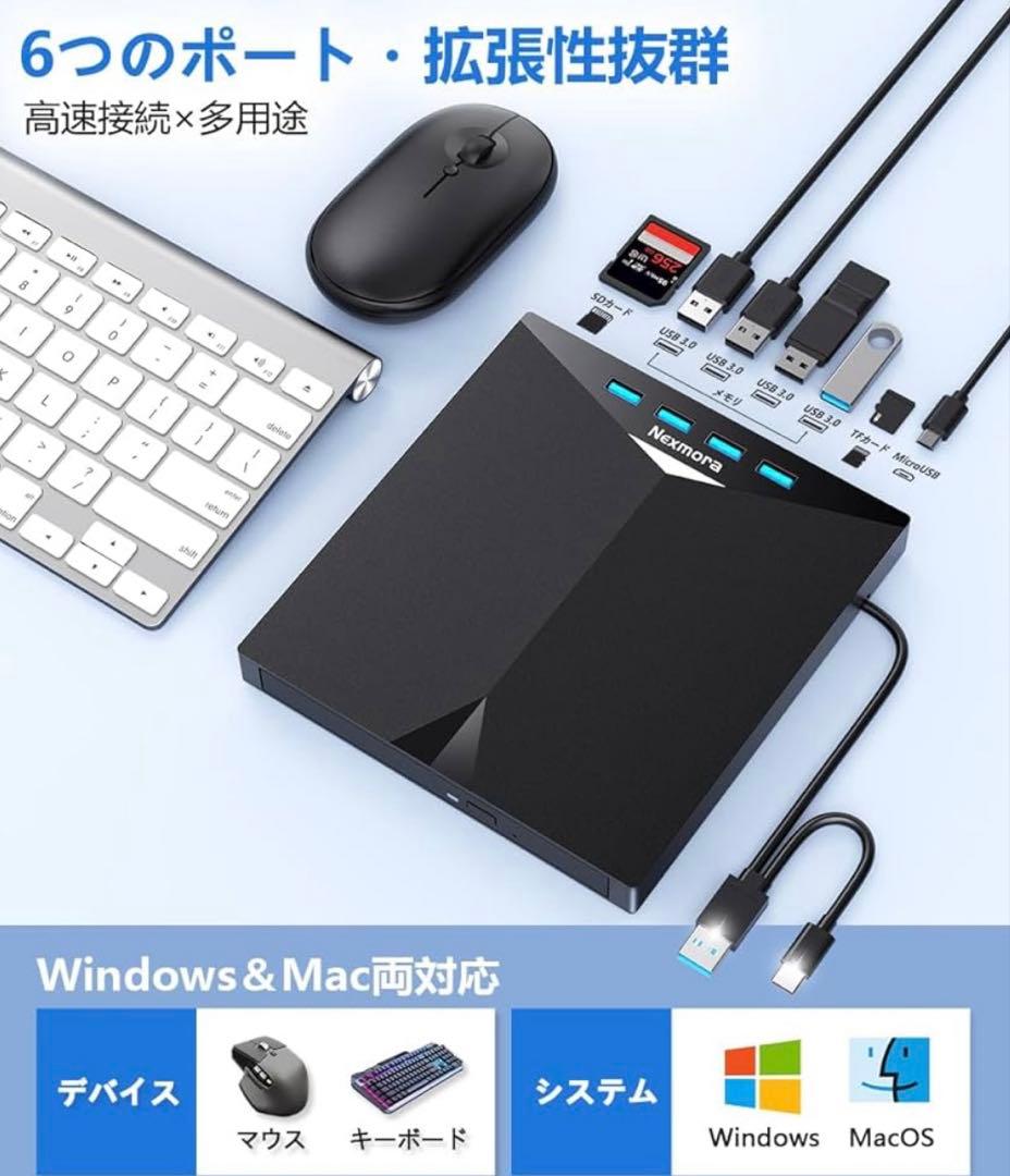 ブルーレイドライブ 外付け blu-ray再生/読み込み/書き込み/焼き対応