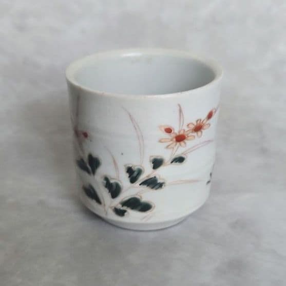 古伊万里　色絵　小猪口　向付　覗き　江戸時代　骨董　金直し　金継ぎ　アンティーク
