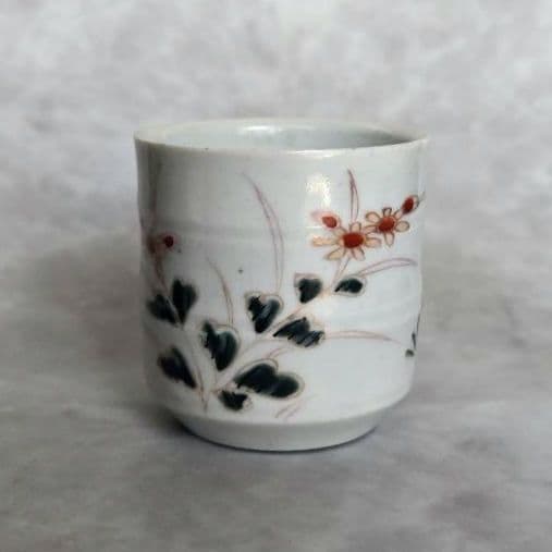 古伊万里　色絵　小猪口　向付　覗き　江戸時代　骨董　金直し　金継ぎ　アンティーク