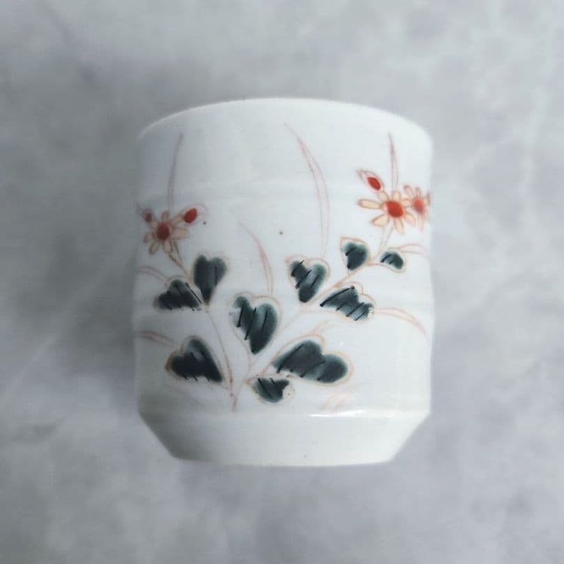 古伊万里　色絵　小猪口　向付　覗き　江戸時代　骨董　金直し　金継ぎ　アンティーク