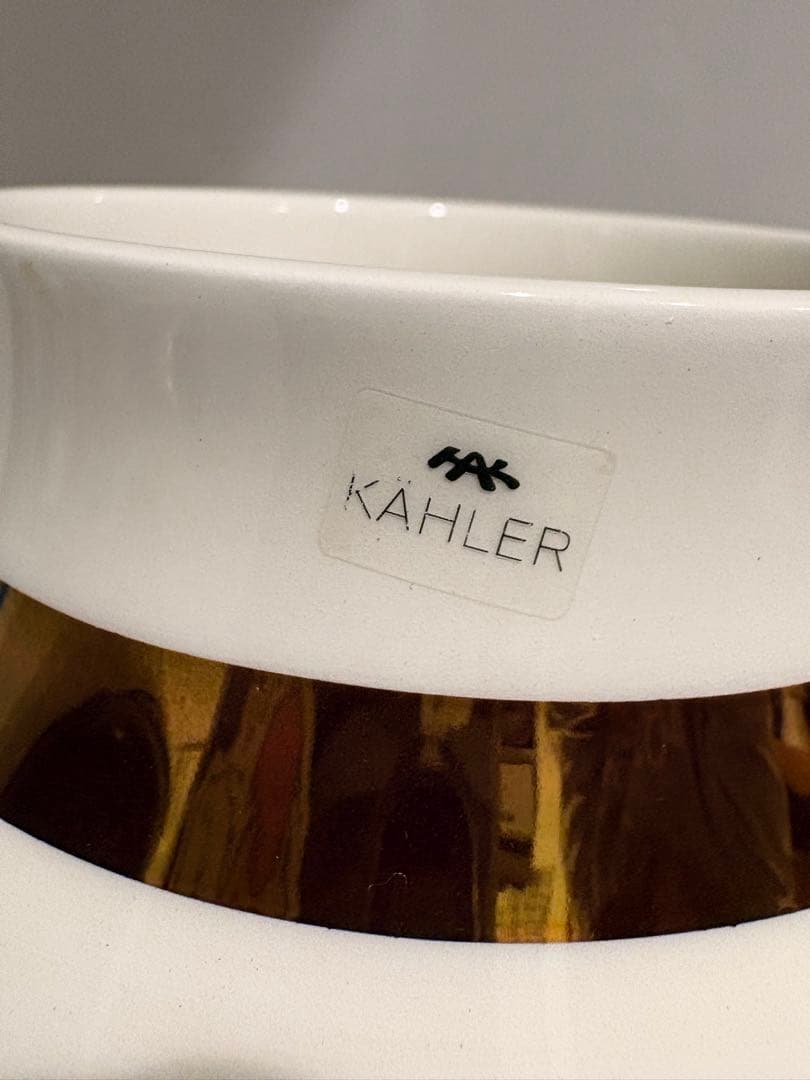 Kähler ケーラーオマジオ フラワーベースM ホワイト/ゴールド
