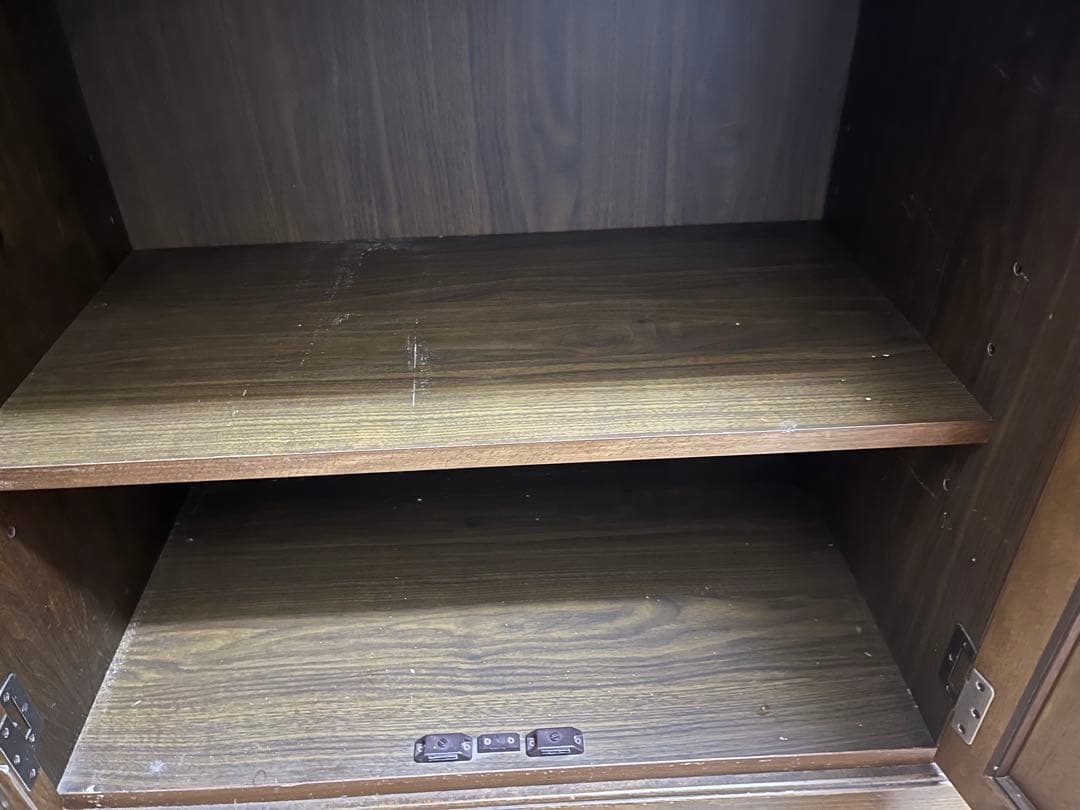 木製食器棚 ガラス扉付き ブラウン