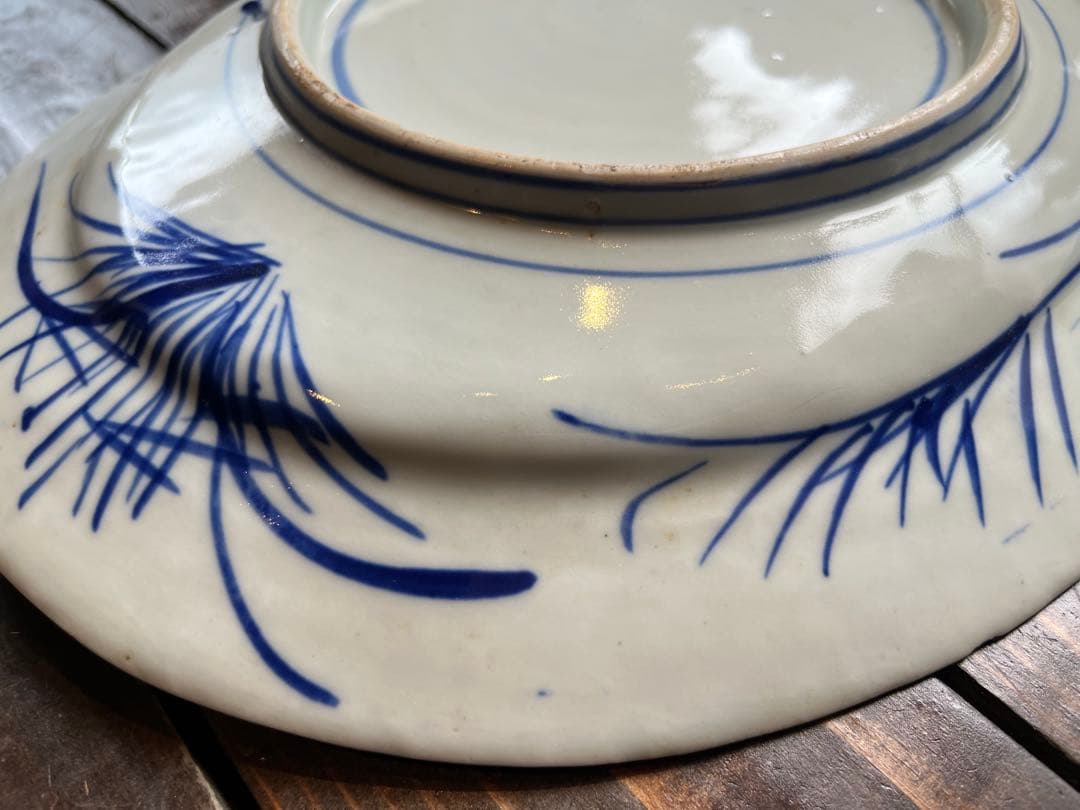 【大幅お値下げ】古伊万里 染付 花鳥図 大皿 飾皿 江戸期 骨董 古美術 楕円形