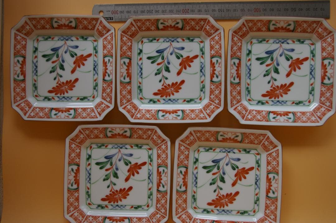 値下げ　乃りたけ ノリタケ 和皿 赤絵 角皿 大皿1枚 小皿5枚