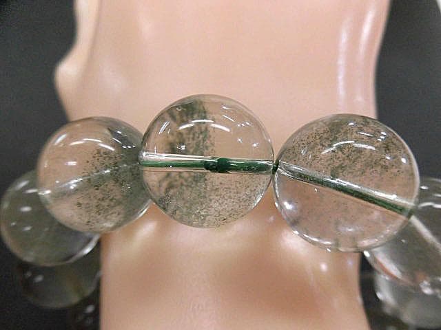 天然石 グリーンファントム17.5mm玉ブレスレット  171221966