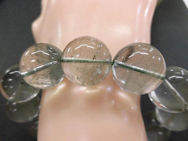 天然石 グリーンファントム17.5mm玉ブレスレット  171221966