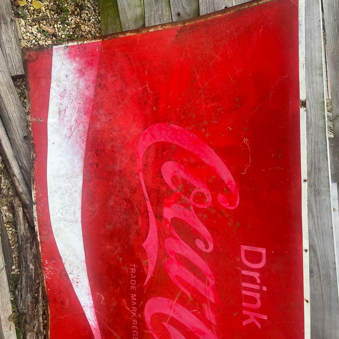 当時物 コカコーラ 大型 ブリキ看板 片面看板 Coca-Colaビンテージ昭和