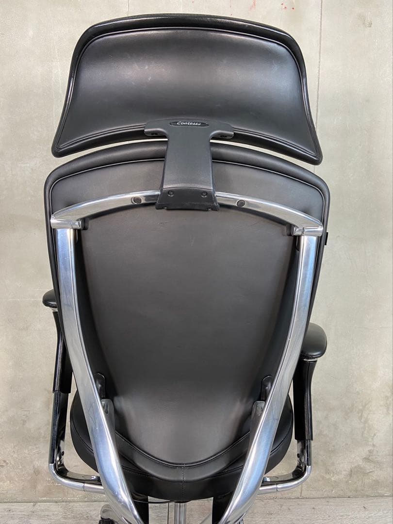 【最高級】オカムラ コンテッサ 総革張り 大型ヘッドレスト ポリッシュ 可動肘