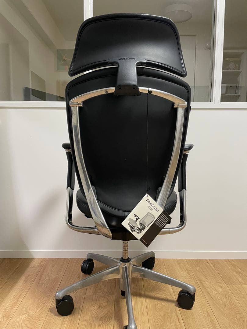 【最高級】オカムラ コンテッサ 総革張り 大型ヘッドレスト ポリッシュ 可動肘
