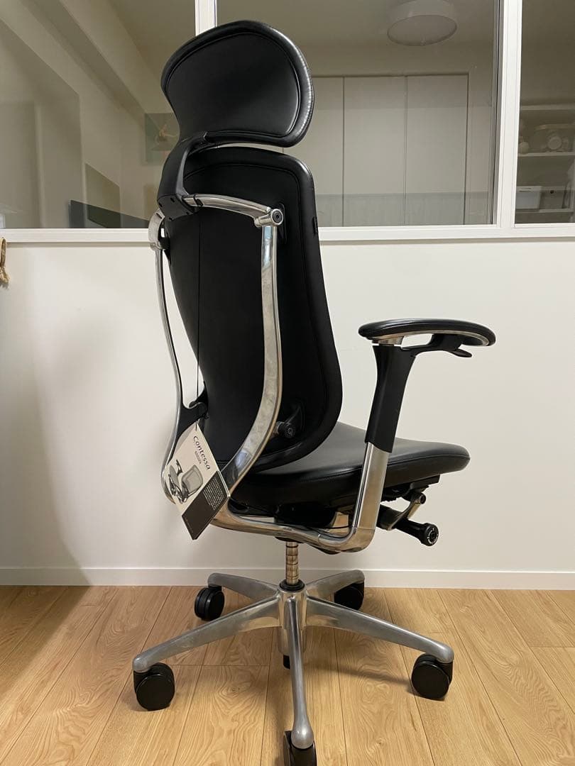 【最高級】オカムラ コンテッサ 総革張り 大型ヘッドレスト ポリッシュ 可動肘