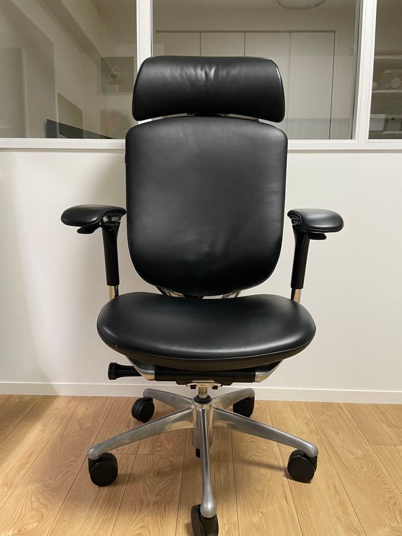 【最高級】オカムラ コンテッサ 総革張り 大型ヘッドレスト ポリッシュ 可動肘