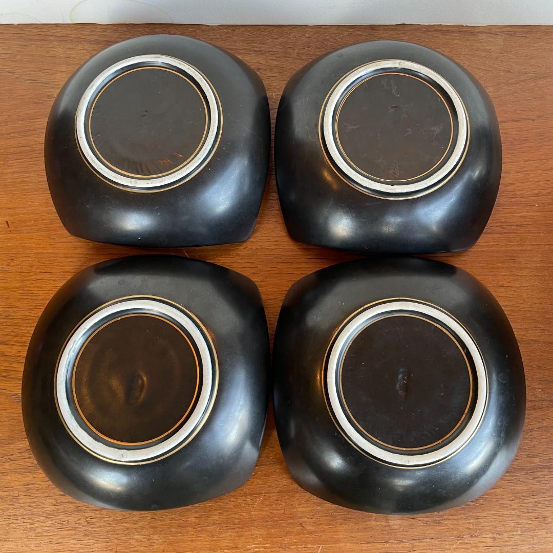 SuLu 美品 四角 金銀黒 中鉢 取り皿 銘々皿 4客+小皿 豆皿 4客