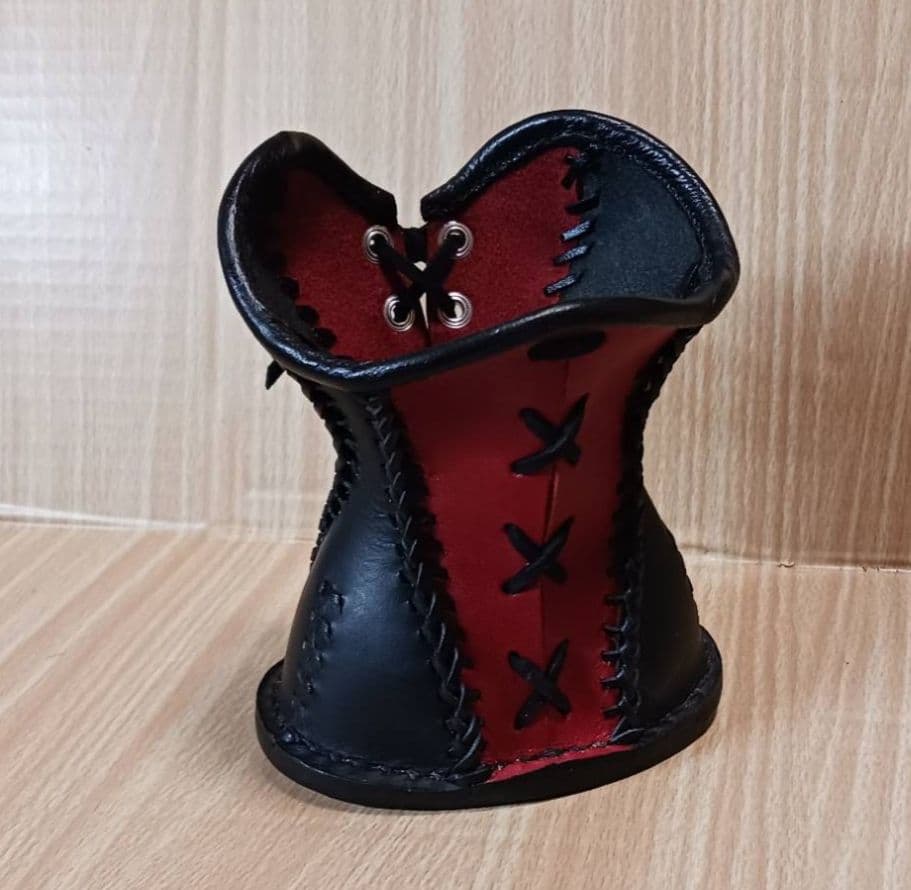 コルセット型　ペン立て　メガネスタンド　革