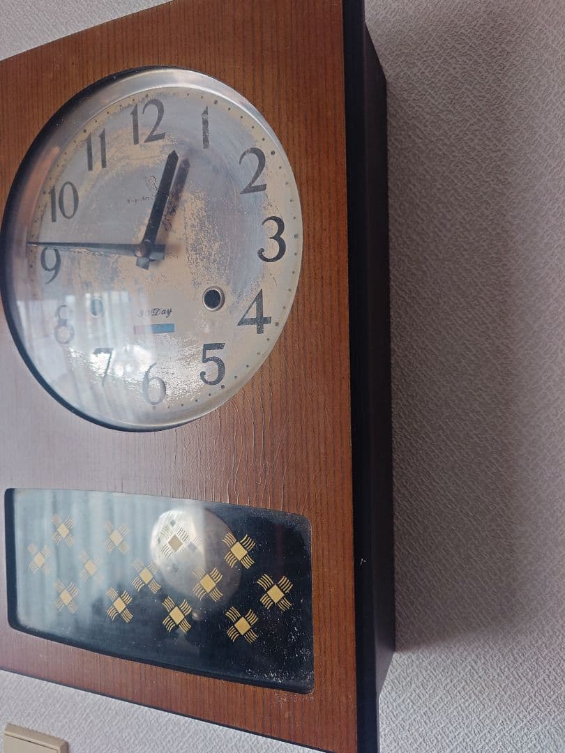 木製振り子付手巻き掛時計　鳴り方付　中古　昭和　アンティーク　稼働品