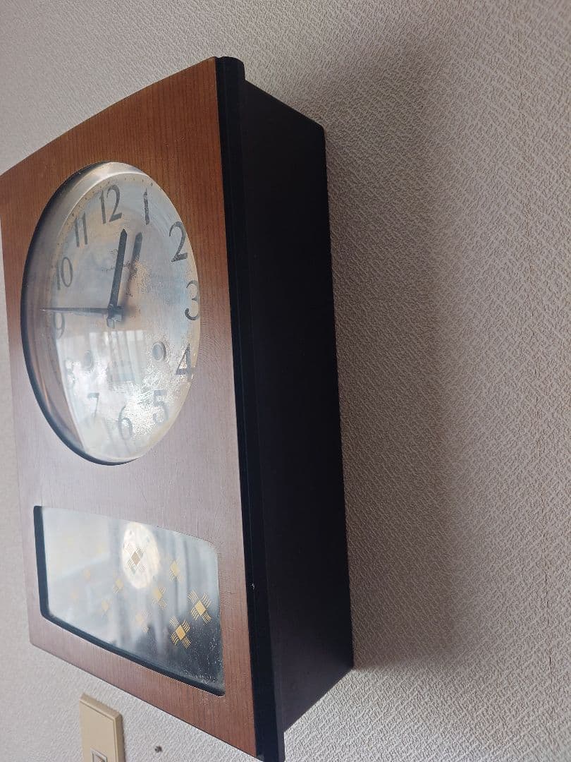 木製振り子付手巻き掛時計　鳴り方付　中古　昭和　アンティーク　稼働品