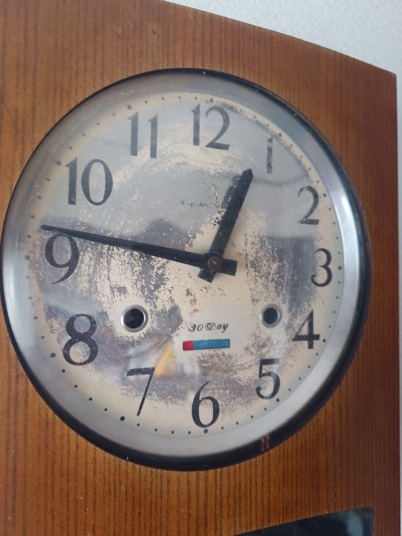 木製振り子付手巻き掛時計　鳴り方付　中古　昭和　アンティーク　稼働品
