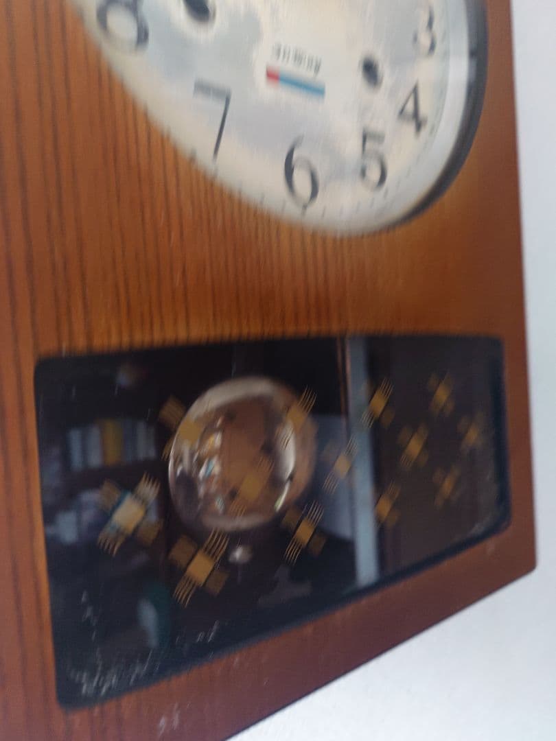 木製振り子付手巻き掛時計　鳴り方付　中古　昭和　アンティーク　稼働品