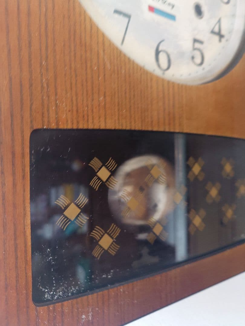 木製振り子付手巻き掛時計　鳴り方付　中古　昭和　アンティーク　稼働品